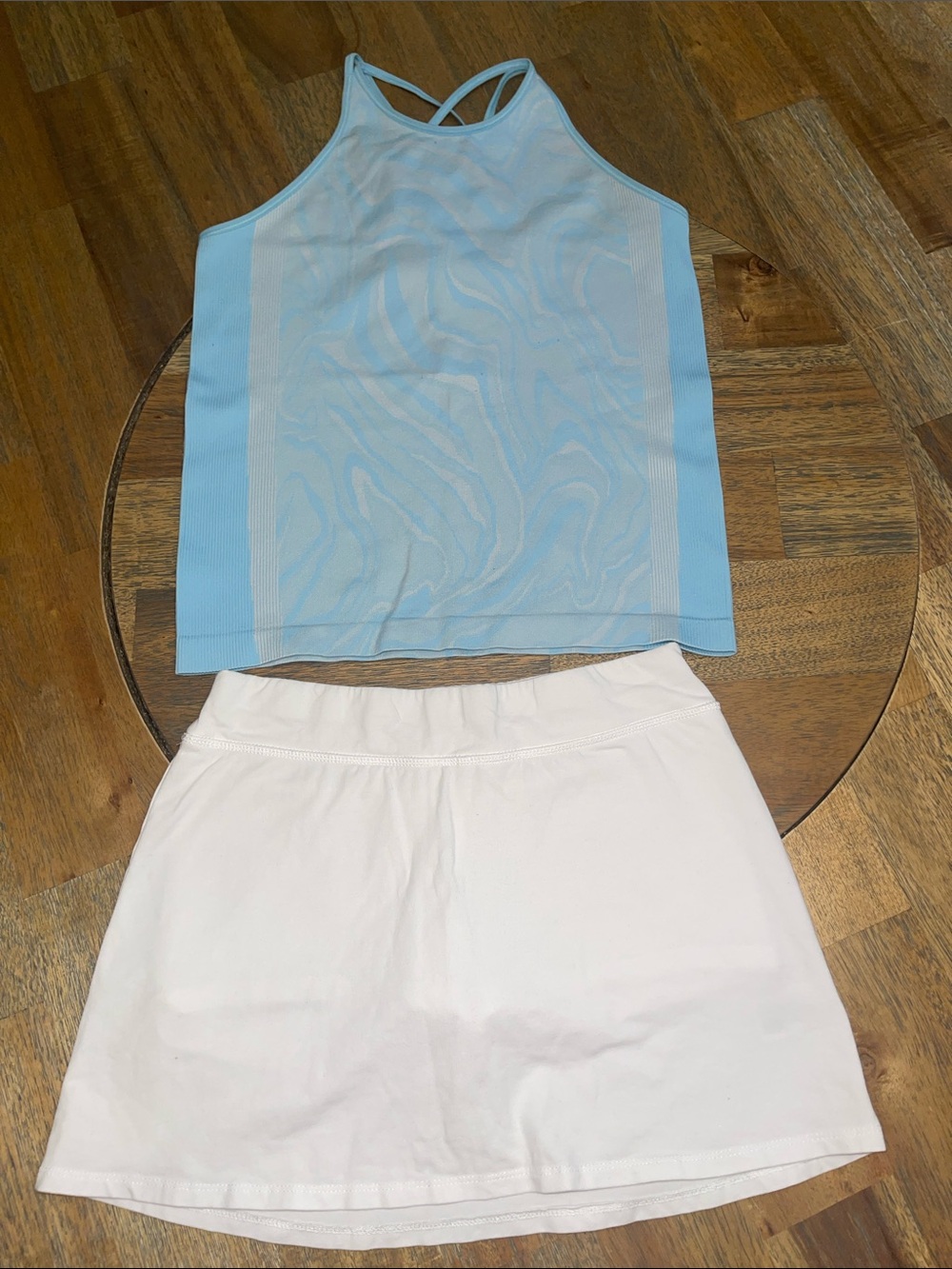 Light Blue Halter Tank and White Skort Set